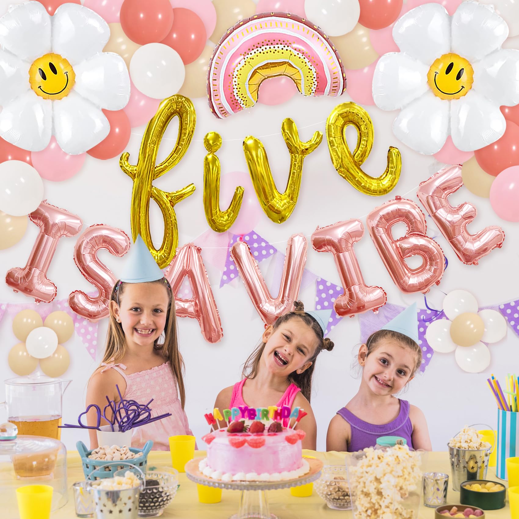 5th Birthday Party Decorations for Girls - 'Five Is A Vibe' Theme Balloons & Party Supplies | Perfect for 5-Year-Old Birthday Celebrations, Decorations & Photo Backdrops