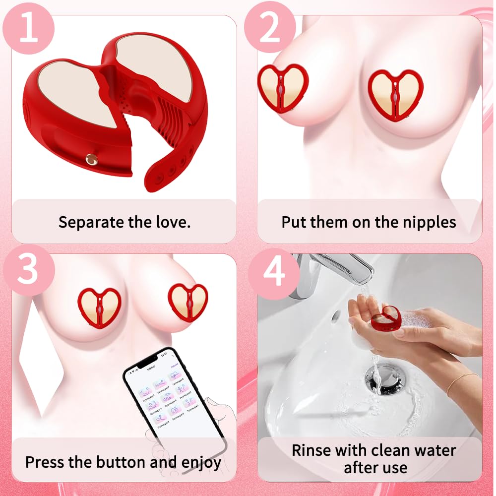 Premium Nipple Vibrator & Clamps - 10 Vibration Modes with App Remote Control, BDSM Fetish Toy for Women & Couples - Enhance Intimacy & Foreplay in Bedroom or Kinky Play