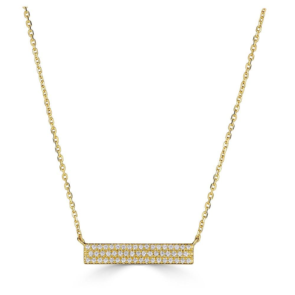 14K Gold 0.17 CTW Diamond 3 Row Bar Necklace for Women - Elegant Layered Pave Pendant Jewelry Gift for Anniversary, Birthday & Special Occasions