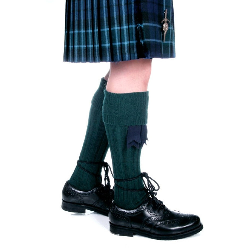 Premium Scottish Kilt Socks for Men - Bottle Green Wool Blend - Traditional Tartan Accessories for Highland Dress, Weddings & Celtic Events