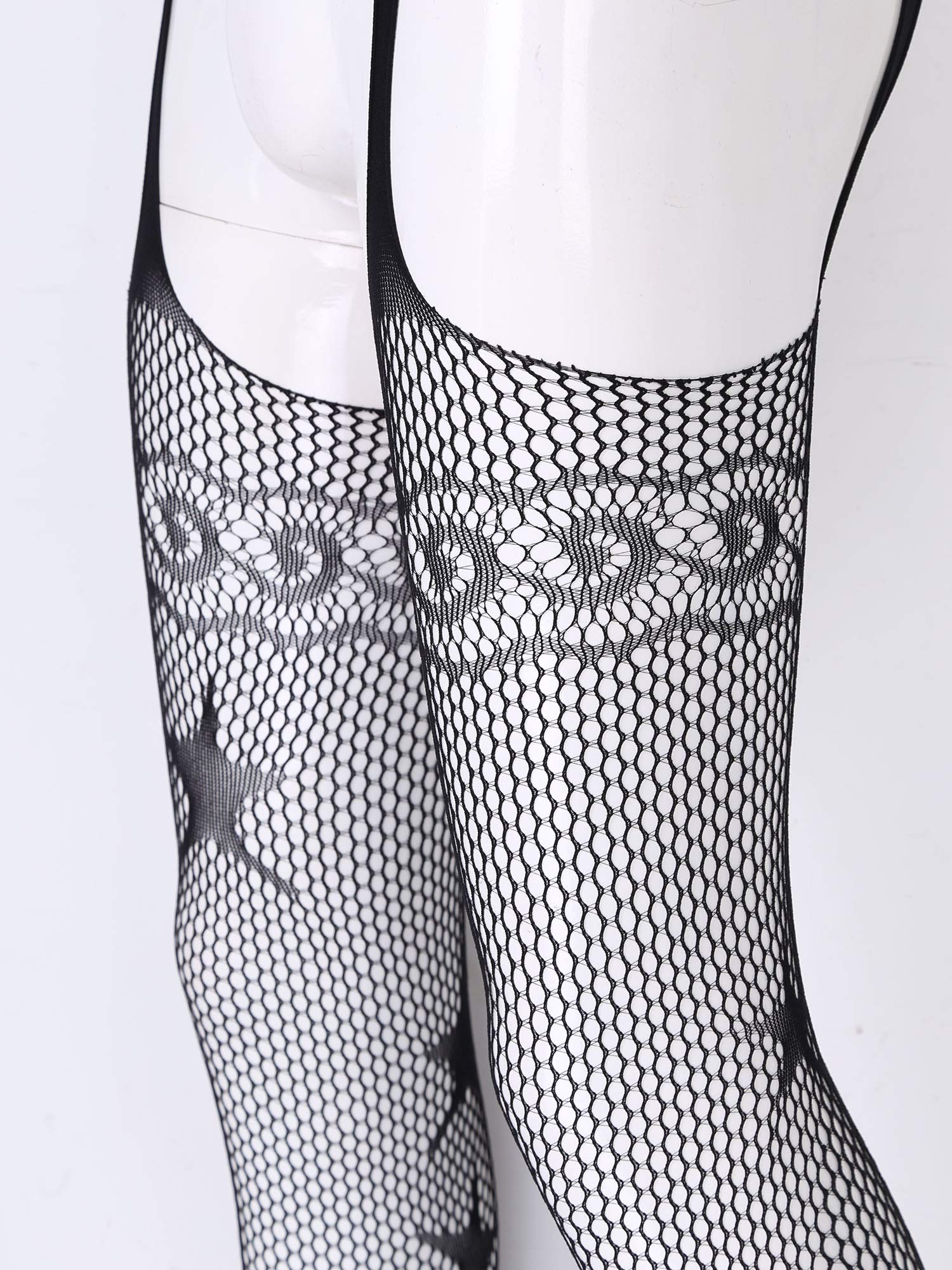 Sexy Fishnet Stockings for Men - Thigh High Tights with Garter Belt & Suspenders - Perfect for Crossdressing, Cosplay & Sensual Nights