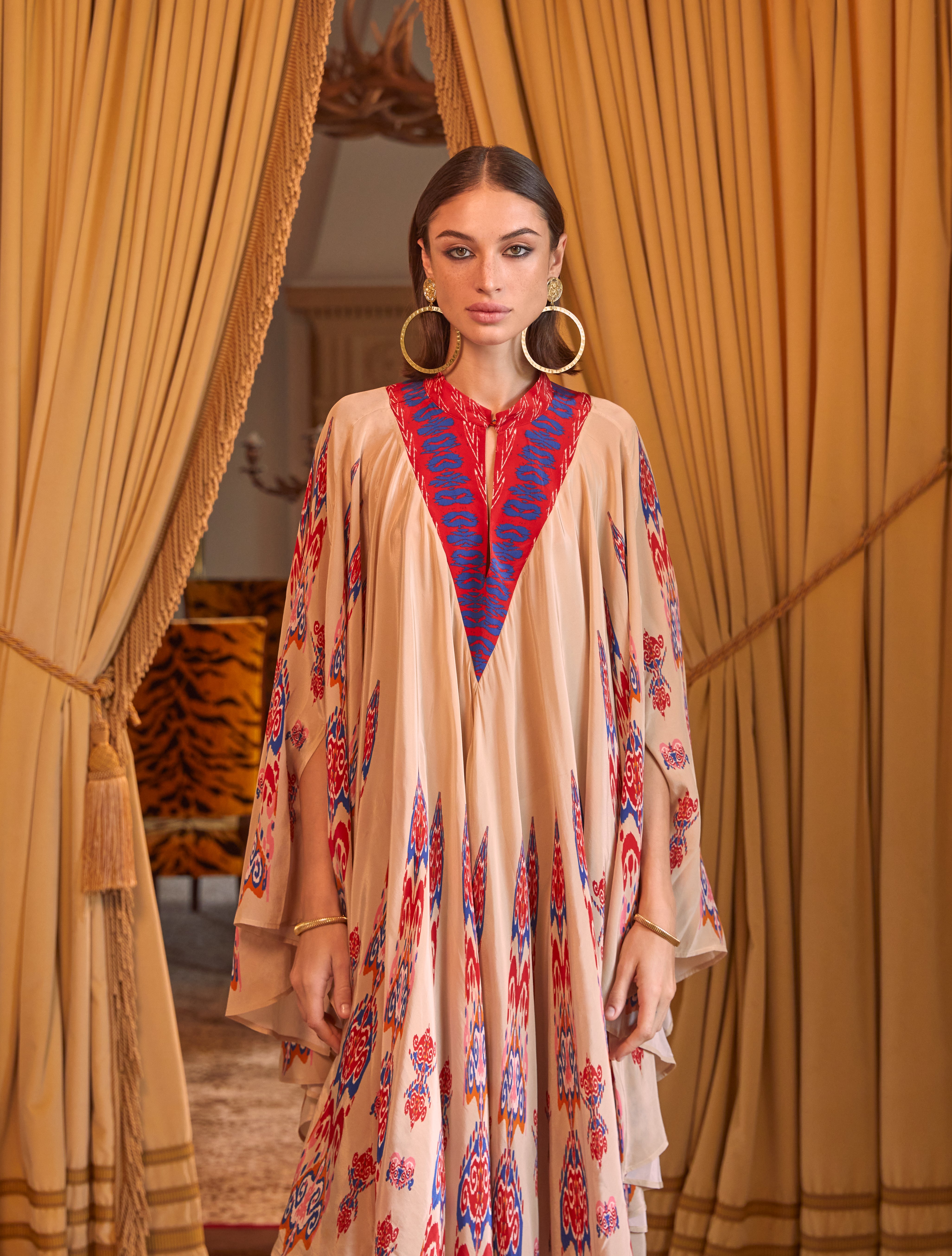 Hamsa Kaftan Dress for Women - Bohemian Maxi Dress with Hand of Fatima Design - Perfect for Beach, Vacation & Summer Outfits