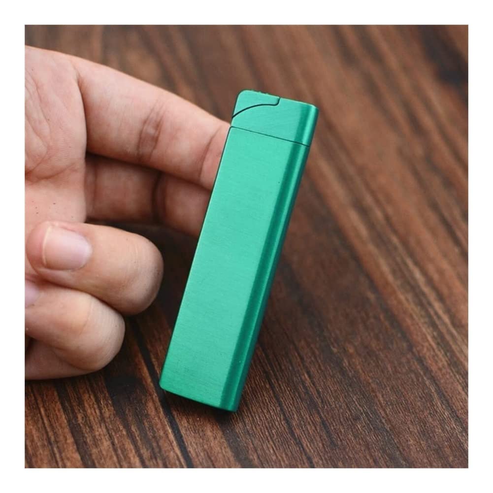 XXSLY Ultra-Thin Refillable Butane Windproof Jet Flame Lighter - Green Torch Flame, Metal Body for Smoking, Collectibles & Gifts (Color B) | Perfect for Outdoor Use, Camping, BBQ & Candle Lighting