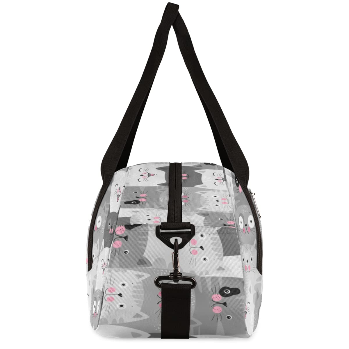 Cat Duffle Bag for Kids - Cute Lightweight Water Resistant Foldable Animal Gym Bag, Grey Dance Weekender Overnight Carry On Travel Bag for School, Sports, Gym, Camping & Beach Trips - Perfect for Sleepovers, Dance Classes, and Weekend Getaways