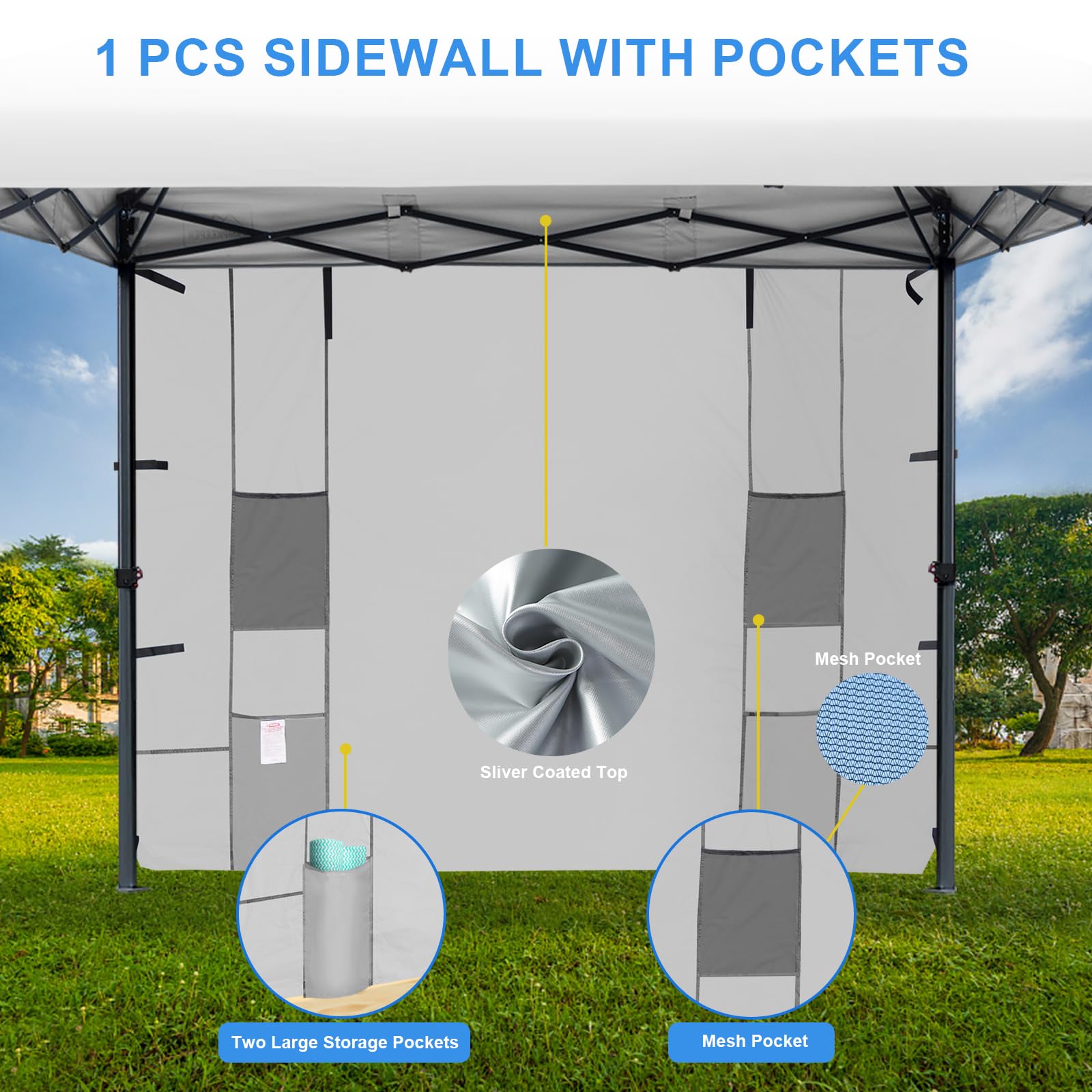 KAMPKEEPER 10x10 Pop Up Canopy Tent with Storage Pockets & Sidewalls - Easy Setup Sun Shelter with Vented Roof, UV & Rain Protection for Camping, Beach, Backyard, Picnics, Tailgating and Outdoor Events (White)