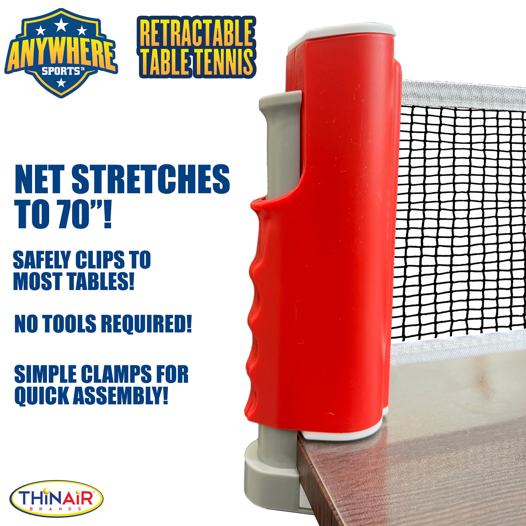 Portable Table Tennis Set with Retractable Net - Anywhere Sports | Indoor & Outdoor Ping Pong Game for Family Fun, Backyard, Camping & Office Break