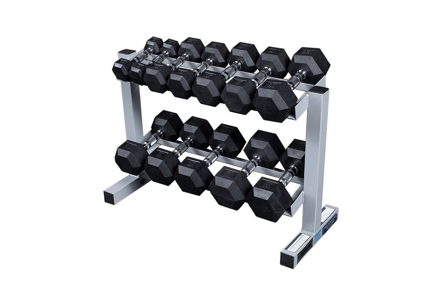 Warrior 2-Tier Horizontal Dumbbell Rack - Heavy Duty Dumbbell Storage Organizer for Home Gym & Fitness Equipment Organization
