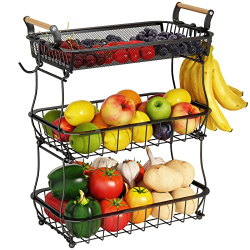 Black (3 Tier with Banana Hangers & Mesh Top)