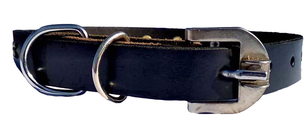 Premium Black Leather Dog Collar for Large Dogs - Adjustable & Durable Pet Neck Belt for Walking, Training, and Outdoor Adventures