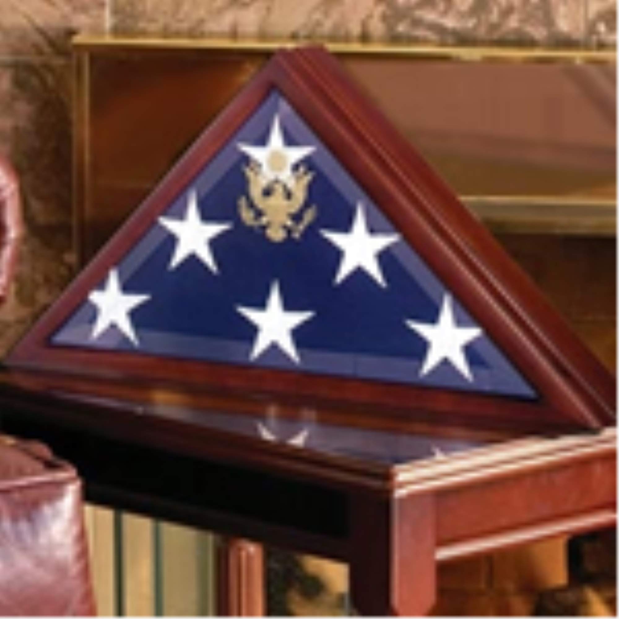 Premium Funeral Flag Display Case with Stand - Elegant Wooden Flag Frame for Military, Veteran & Memorial Services - Perfect for Home, Office & Ceremonial Displays