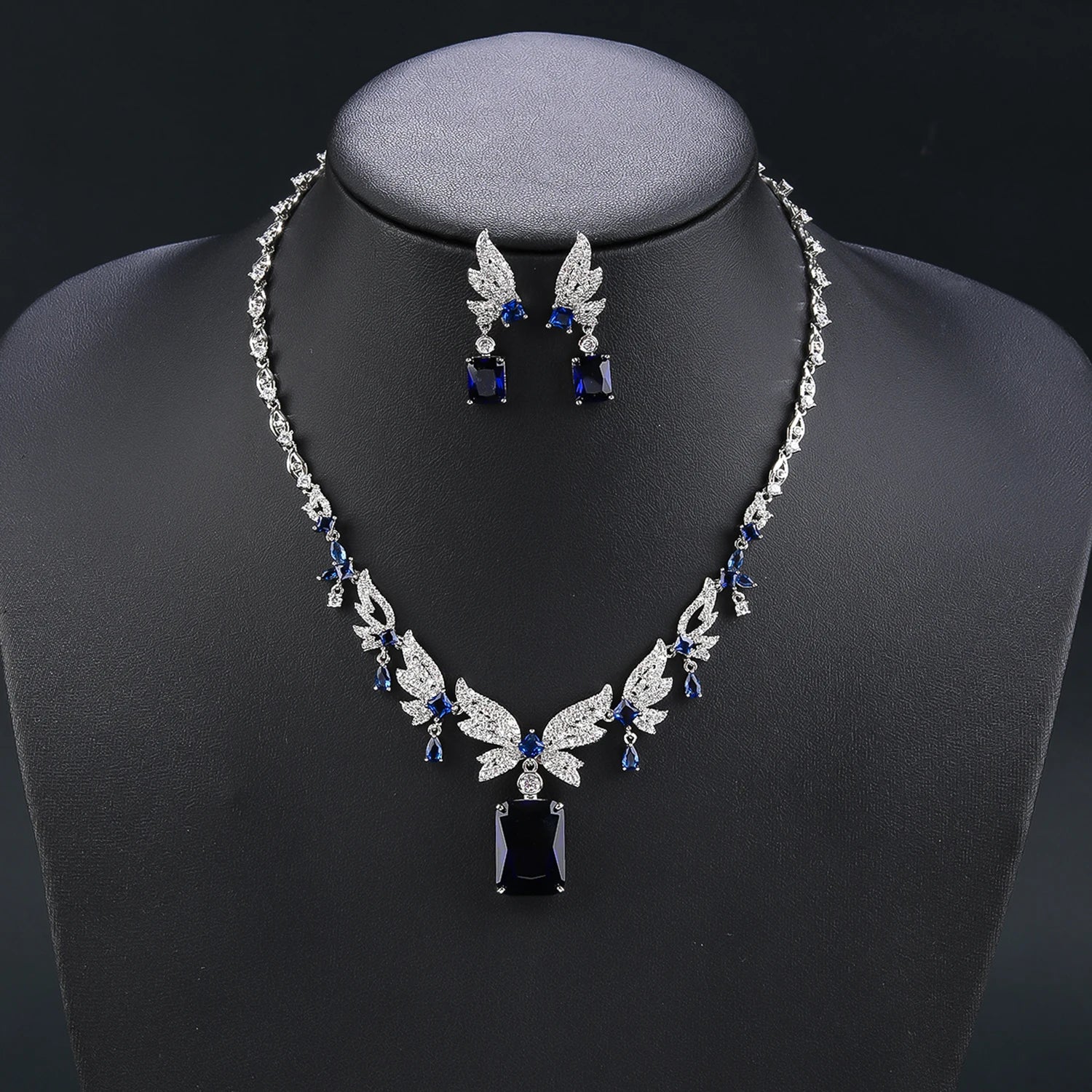 Cubic Zirconia Bridal Jewelry Set - Pendant Necklace & Earrings for Wedding, Ball, and Special Occasions | CN11398