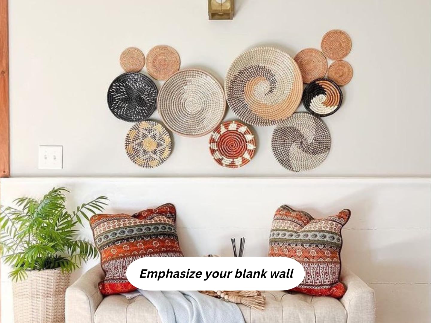 Boho Wall Hanging Basket Set - Handwoven Decorative Wall Baskets for Home Decor, Natural Woven Wall Art, Macrame Basket Collection - Perfect for Living Room, Bedroom, or Boho Chic Home Decor