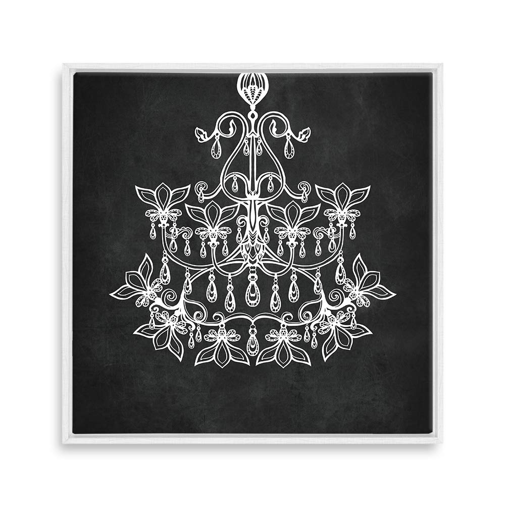 Wall26 Framed Canvas Wall Art - Chandelier Silhouette XVI Modern Home Decor for Living Room & Bedroom - 24x24 Inches Ready to Hang - Perfect for Housewarming Gifts & Apartment Decor