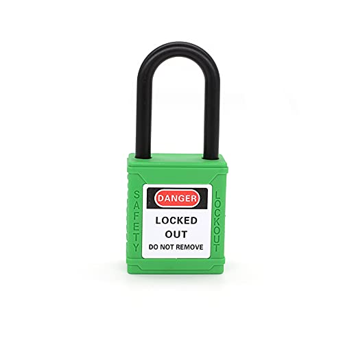 6mm Lockout Tagout Safety Padlock - LOTO Locks Keyed Differently, PA Lock Out Tag Out with Steel Shackle - Small Green Luggage Padlocks for Industrial Safety & Equipment Security (Perfect for Electrical Panels, Machinery & Valve Lockout)