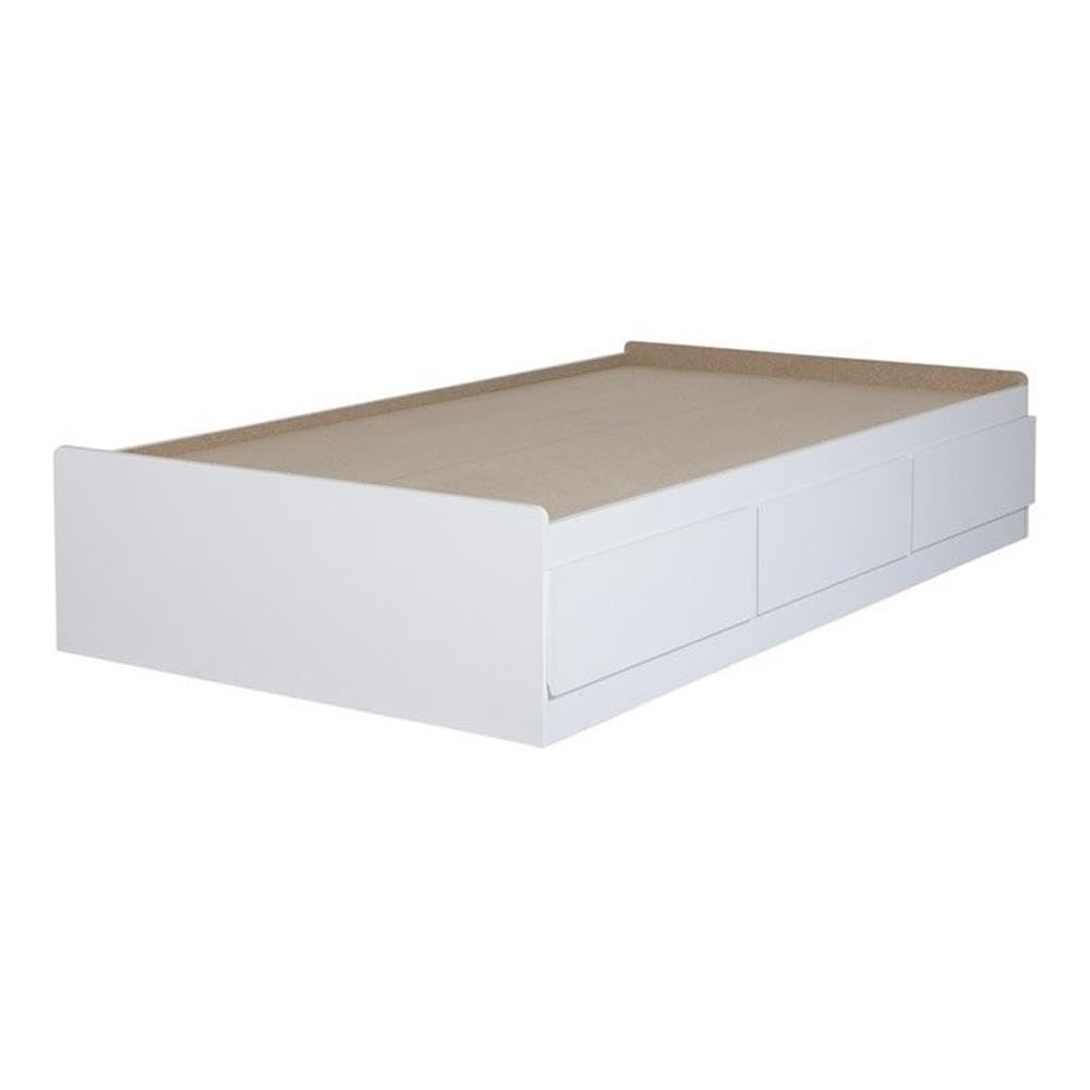 Rosebery Full Size Kids Platform Bed with 3 Drawers - White Wooden Frame for Bedrooms