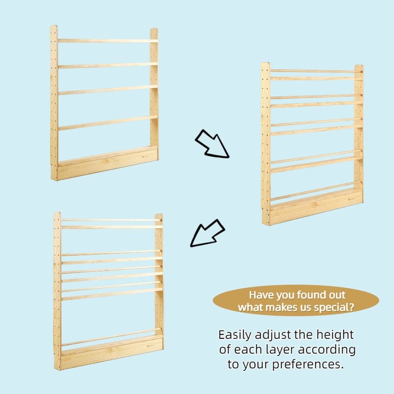 5-Tier Adjustable Solid Wood Bookshelf - Sturdy & Modern Home Office Storage for Books, Decor, and Organizing - Perfect for Living Room, Bedroom, or Study