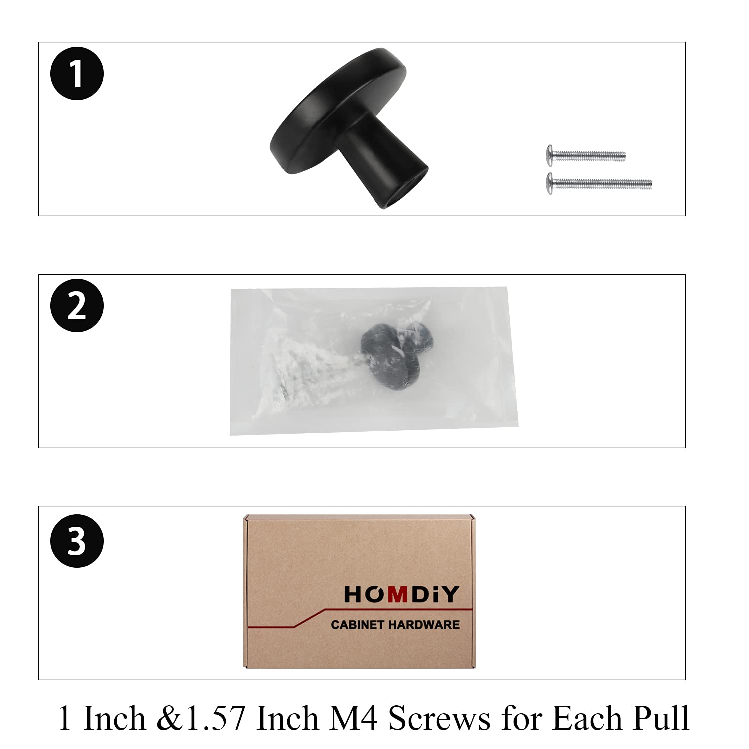 10 Pack Matte Black Cabinet Knobs - HD5310BK Zinc Alloy Drawer Pulls for Kitchen, Bathroom & Dresser