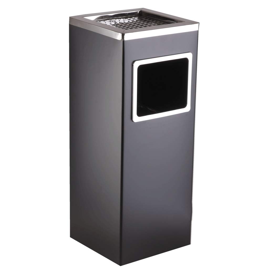 Stainless Steel Outdoor Trash Can - Square & Round Hotel Lobby Bin with Inner Bucket - Durable Ashtray for Shopping Malls, Restaurants & Public Spaces - Ideal for Waste Disposal in High-Traffic Areas