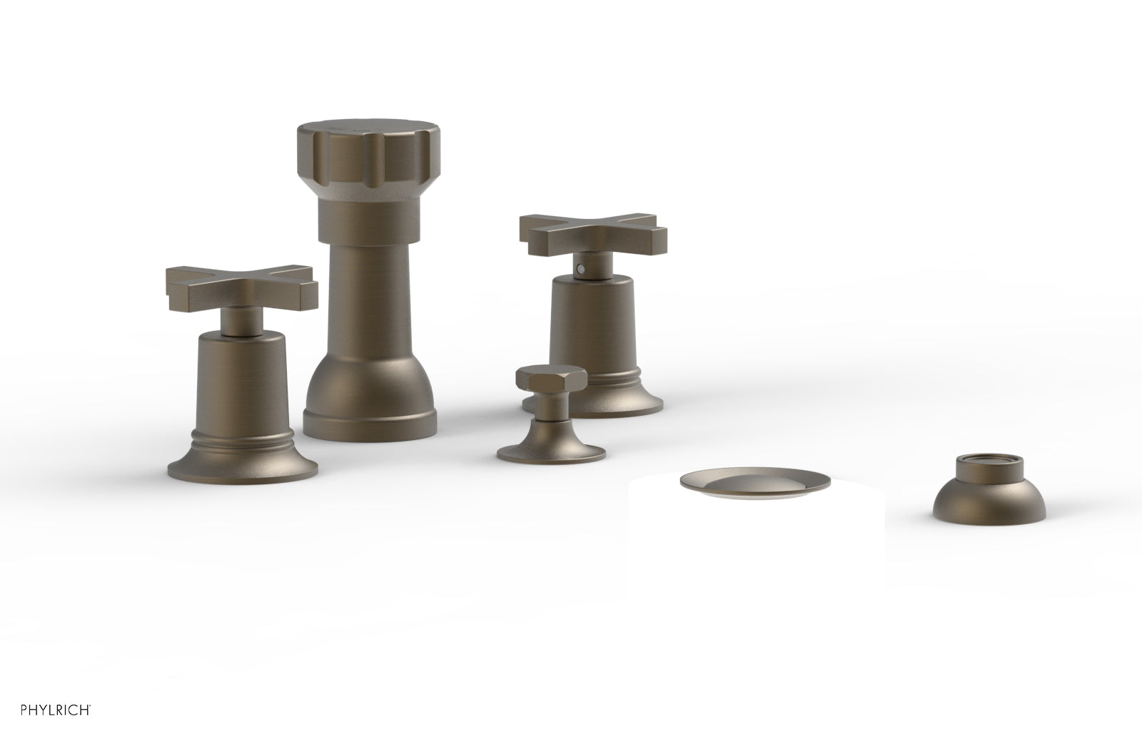 HEX MODERN 4-Hole Bidet Faucet Set with Cross Handles - Model 501 60 - Perfect for Bathroom Renovation & Modern Toilet Upgrades