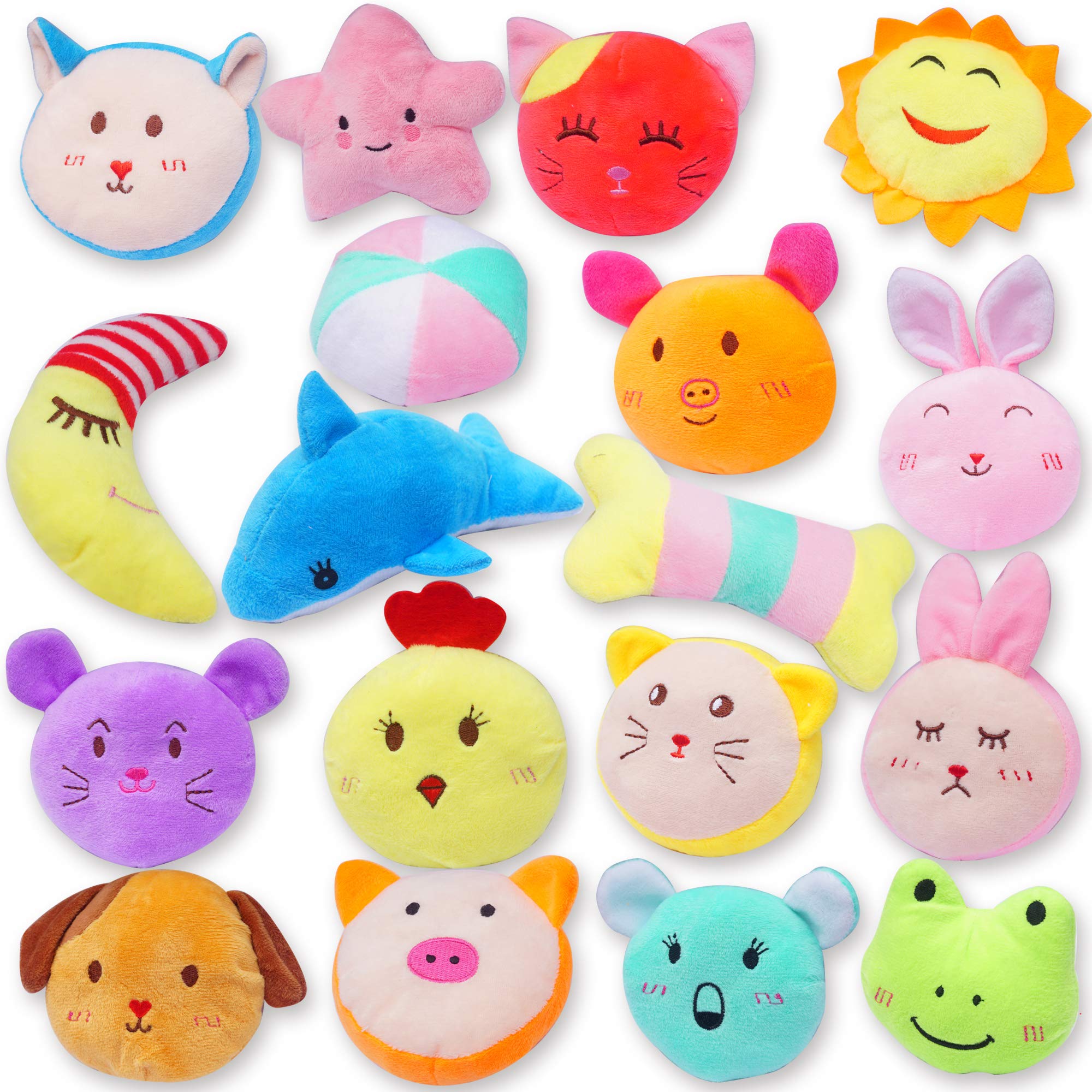 Adorable Puppy Plush Squeaky Dog Toys - 18 Pack Soft Chew Toys with Squeaker for Small Dogs & Puppies | Perfect for Playtime, Training & Cuddling