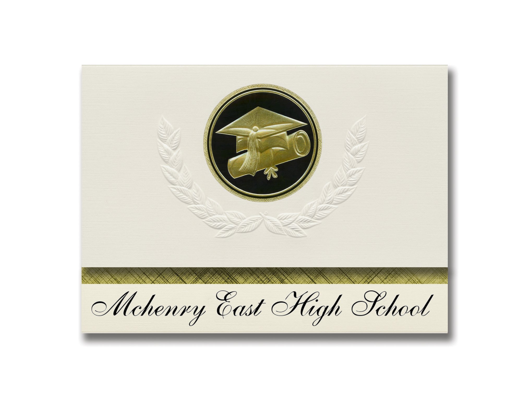 Premium McHenry East High School Graduation Announcements - Presidential Style Elite Package of 25 with Cap & Diploma Seal (Black & Gold) - Perfect for Graduation Ceremonies, Commencement Invitations & Academic Celebrations