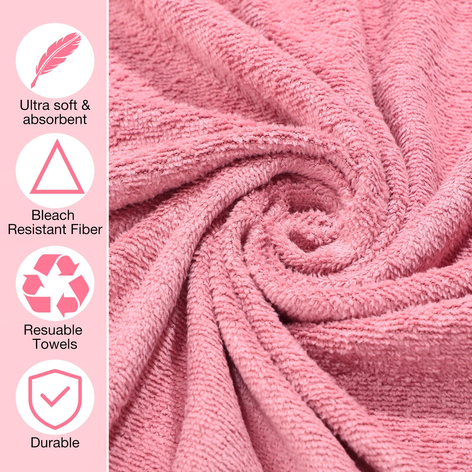 Newwiee 72 Pack Microfiber Salon Towels - 18x30 Inch Bleach Proof, Lint Free Bulk Towels for Hair Drying, Gym, Bath, Spa & Barber Use - Soft & Absorbent Hand Towels (Pink) - Perfect for Salon Professionals, Home Spa & Fitness Enthusiasts