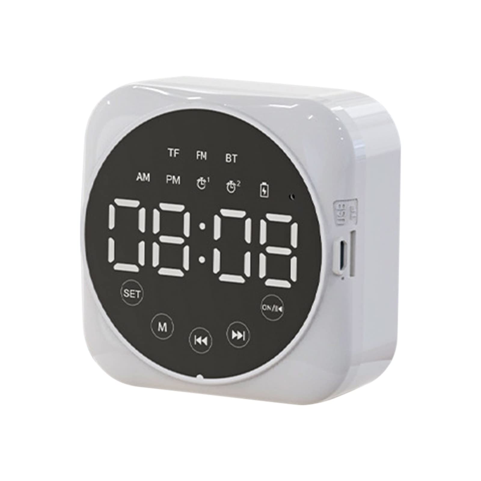 Wireless Bluetooth LED Mirror Digital Alarm Clock with Big Time Display, Speaker & Subwoofer - Bedroom, Office, Nightstand Essential for Music & Wake-Up