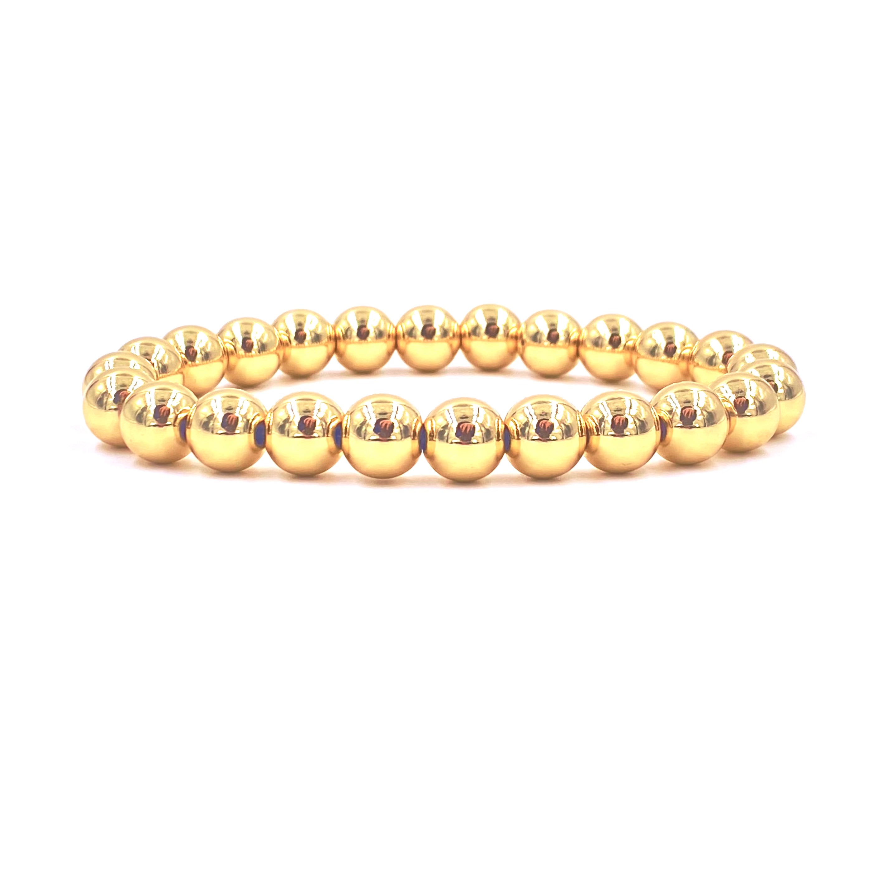 Ashley Gold Stainless Steel Gold Plated Ball Beaded Stretch Bracelet for Women - Elegant Adjustable Jewelry for Parties, Weddings & Everyday Wear