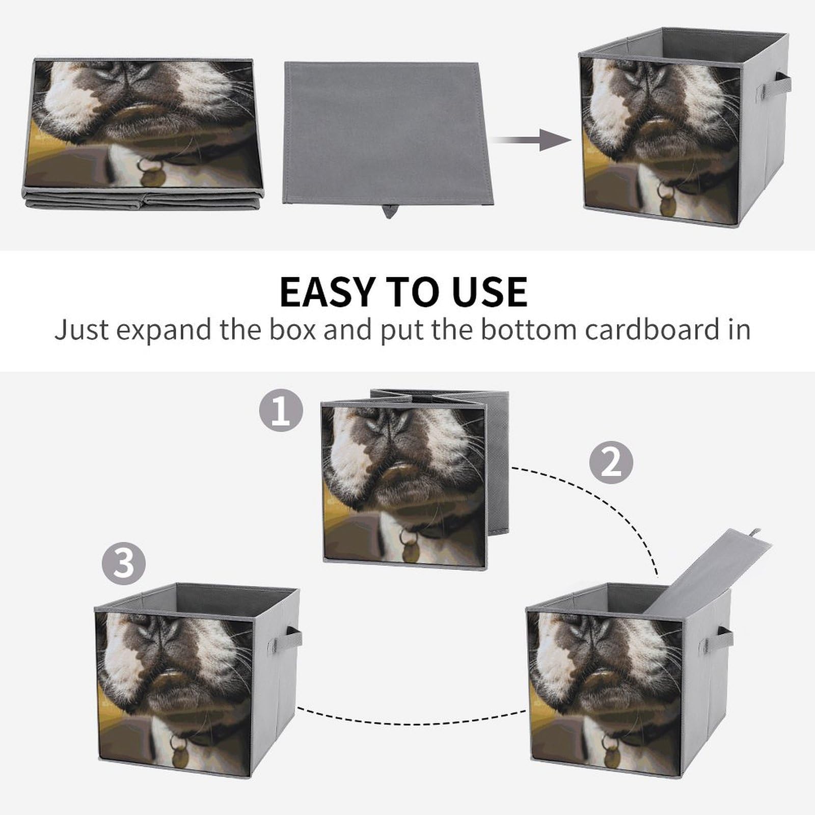 6-Pack 11 Inch Foldable Fabric Storage Baskets with Handles - Boston Terrier Printed Cube Organizer for Home, Wardrobe, Toys & Pet Supplies | Perfect for Kids' Rooms, Closet Organization & Dog Lovers' Decor