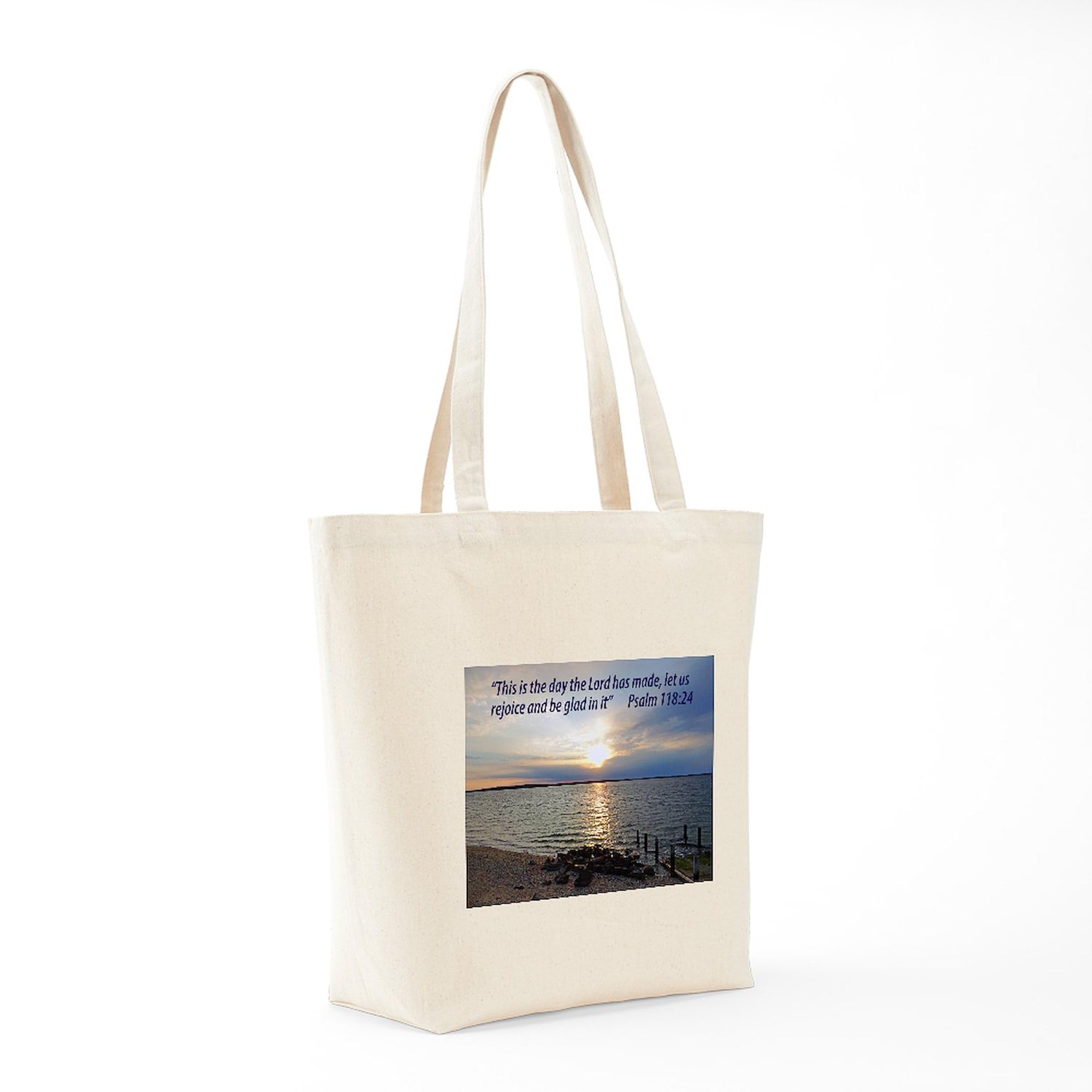 Christian Tote Bag - 'This Is The Day The Lord Has Made' Inspirational Canvas Shopping Bag | Reusable Grocery Tote for Church, Bible Study & Daily Errands
