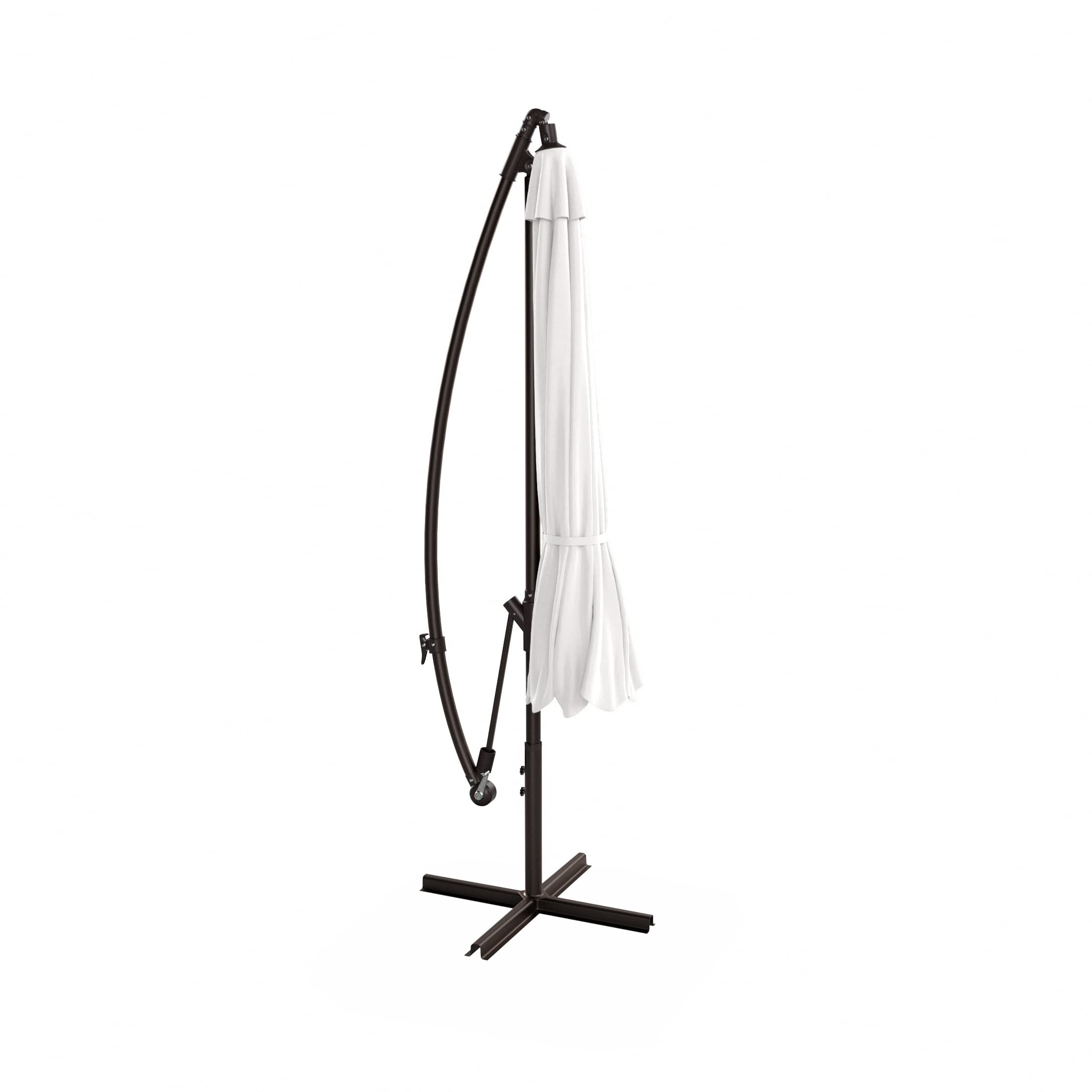 10ft Outdoor Patio Cantilever Umbrella with Stand - 2 Piece Hanging Shade Kit for Garden, Poolside & Backyard Relaxation