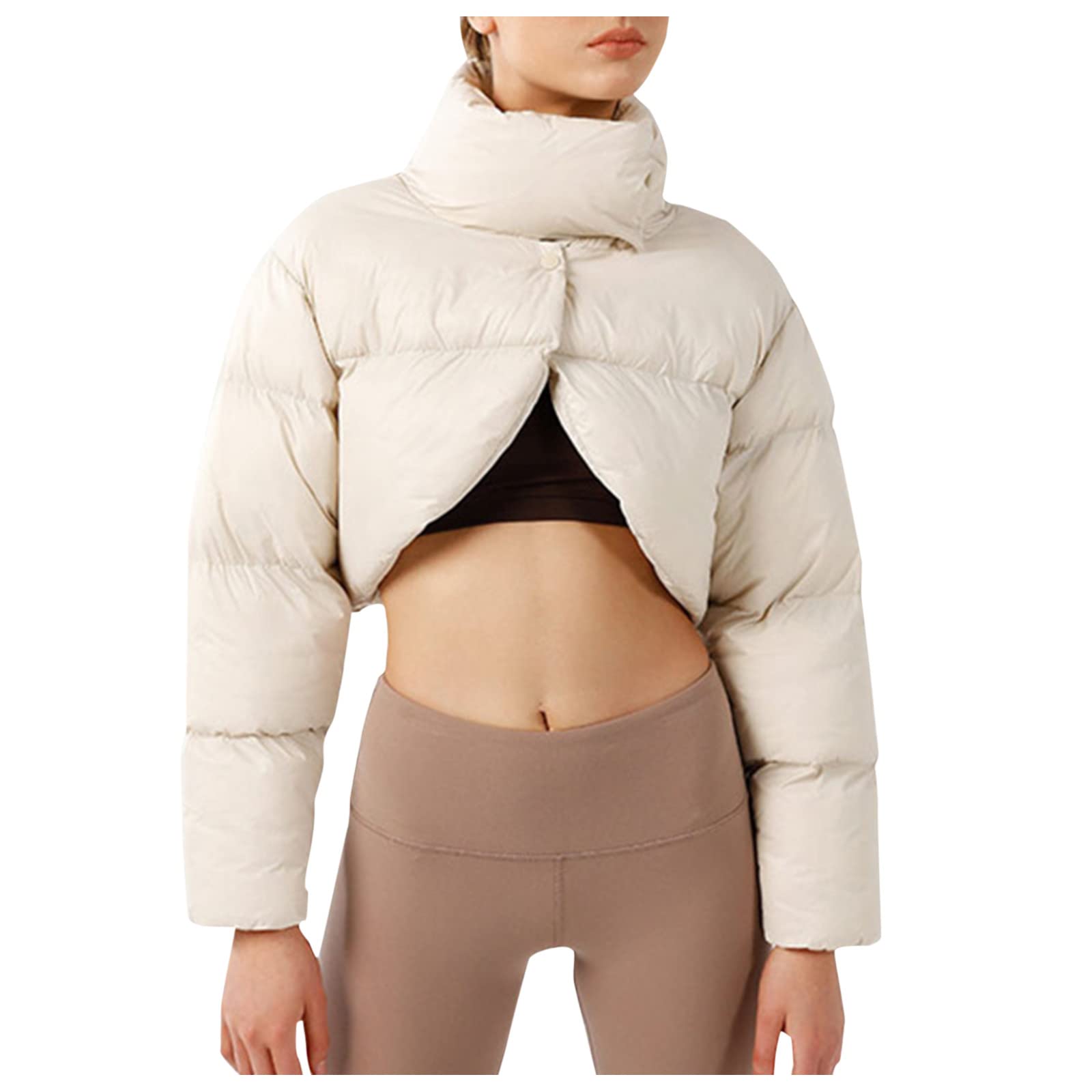 Women's Lightweight Cropped Puffer Vest - Winter Warm Down Jacket with Bubble Quilted Design for Outdoor Activities & Casual Wear