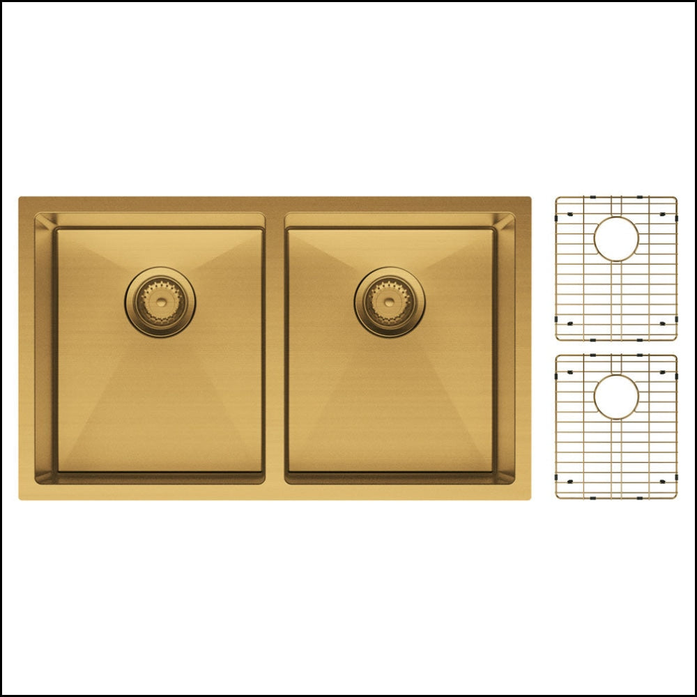 FIENZA Double Bowl Kitchen Sink - Heavy Duty Brass Construction 68403RB - Perfect for Modern Farmhouse & Commercial Kitchens