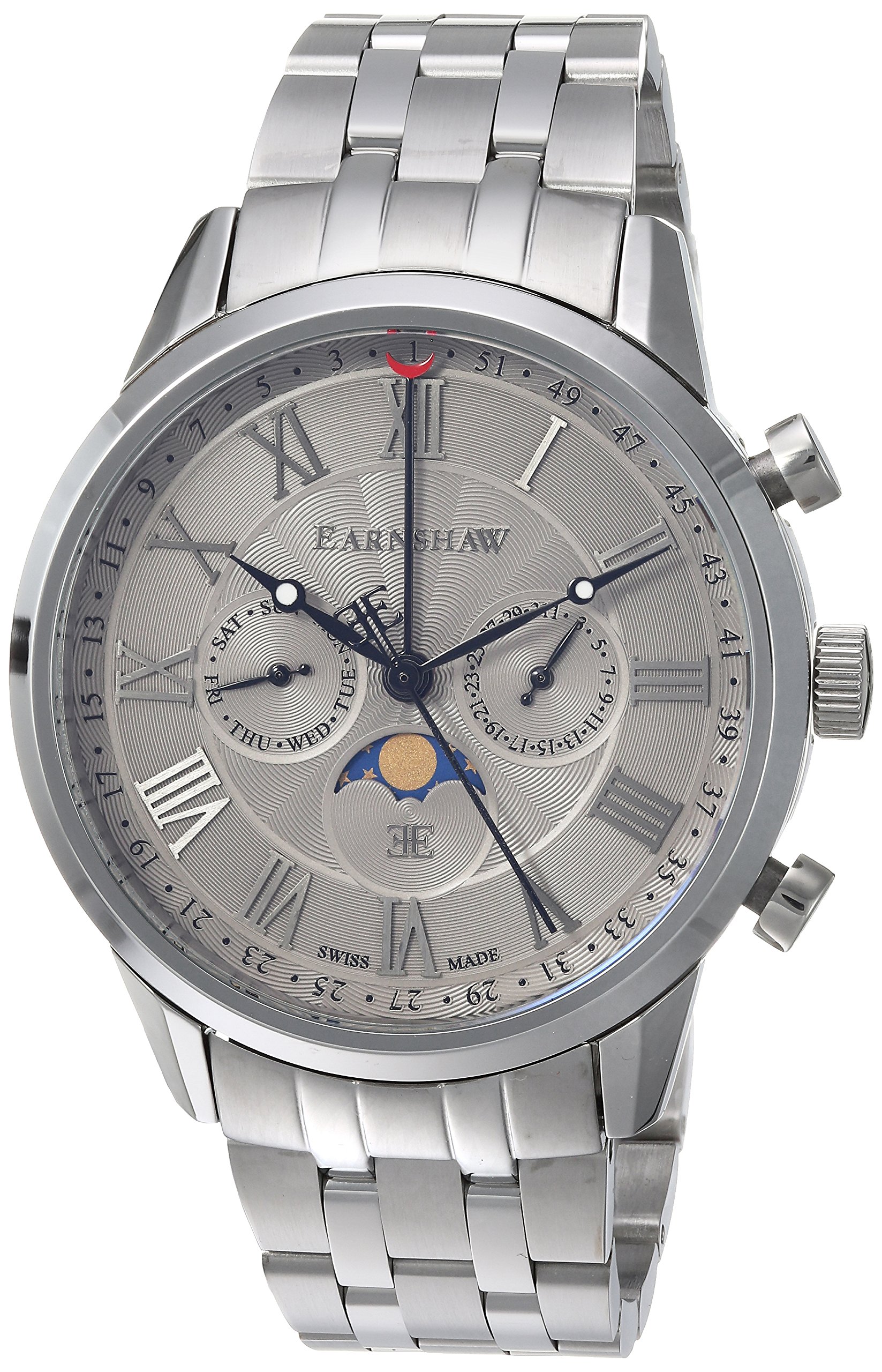 Thomas Earnshaw Men's ES-0017-22 Officer Swiss Quartz Silver Watch - Luxury Analog Timepiece for Business, Formal & Everyday Wear