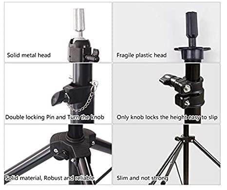 Pema Heavy Duty Adjustable Metal Wig Stand Tripod - Professional Mannequin Head Holder for Hair Extensions, Wigs Styling & Hairdressing Training - Perfect for Salon, Home Use & Cosplay (Black)