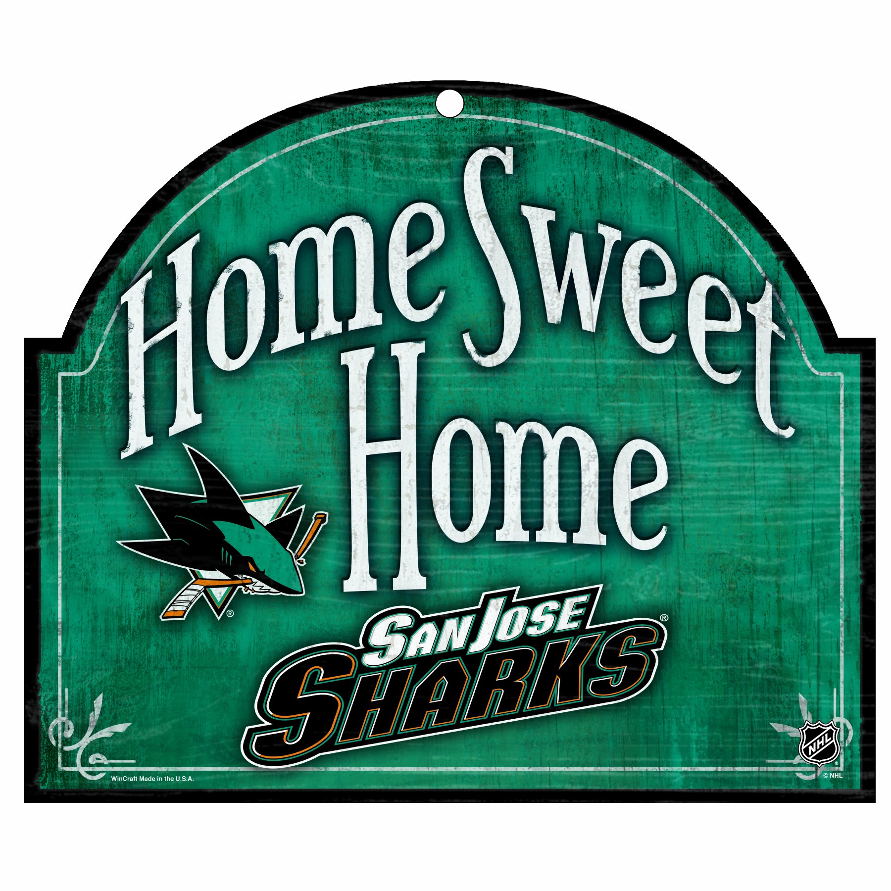 Wincraft San Jose Sharks 'Home Sweet Home' Wood Sign - Perfect for NHL Fan Cave, Man Cave Decor & Hockey Gifts