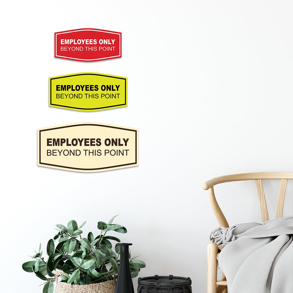 Premium 'Employees Only Beyond This Point' Wall Sign - Durable Business Door Signage (Red/Yellow) - Easy to Install - 1 Pack - Perfect for Offices, Restaurants & Restricted Areas