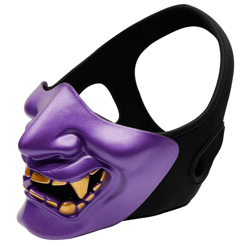 Scary Half Face Halloween Mask for Cosplay & Parties - Samurai Costume Accessory for Girls, Hocus Pocus Decor & Halloween Toys | Perfect for Trick-or-Treating, Costume Parties & Spooky Home Decor