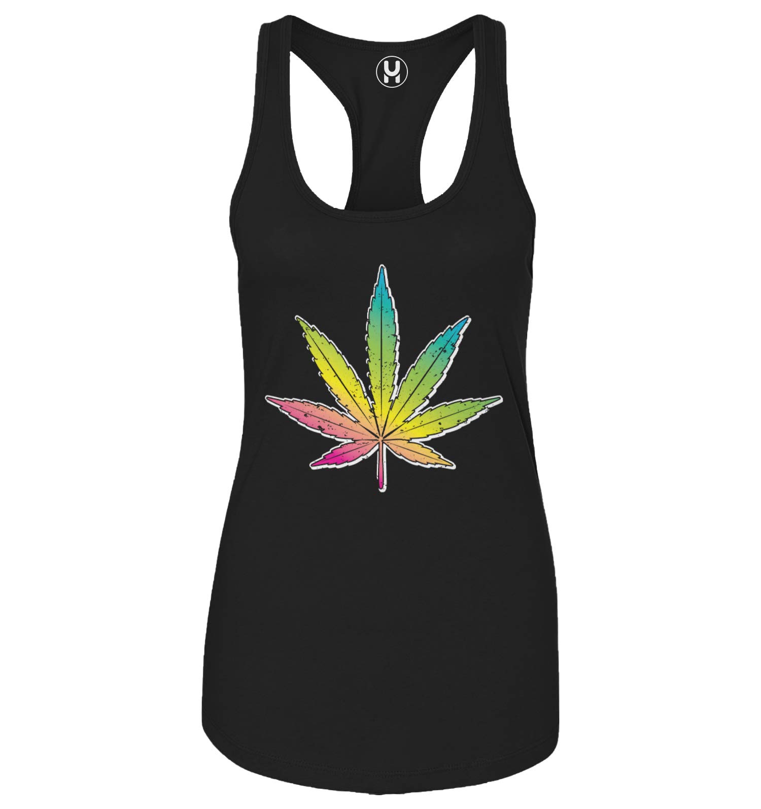 Neon Marijuana Leaf Print Women's Tank Top - Cannabis Weed Bud Design - Perfect for Festivals, Parties & Casual Wear