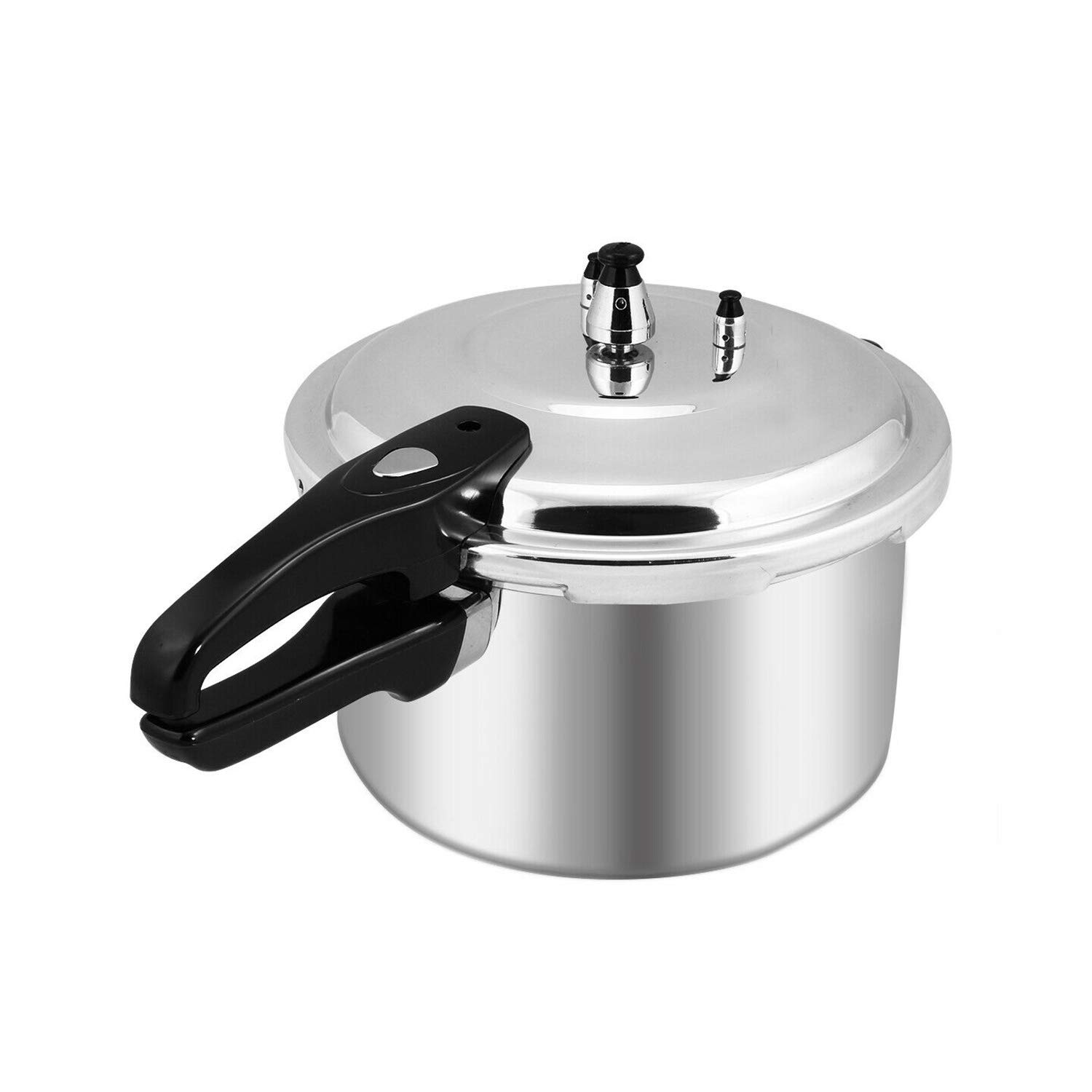 Premium 8 Quart Manual Aluminum Pressure Cooker with Steamer Basket - Fast Cooking, Large Capacity, Stay-Cool Handles & Auto Safety Lock - Ideal for Canning, Soups & Meal Prep (Silver)