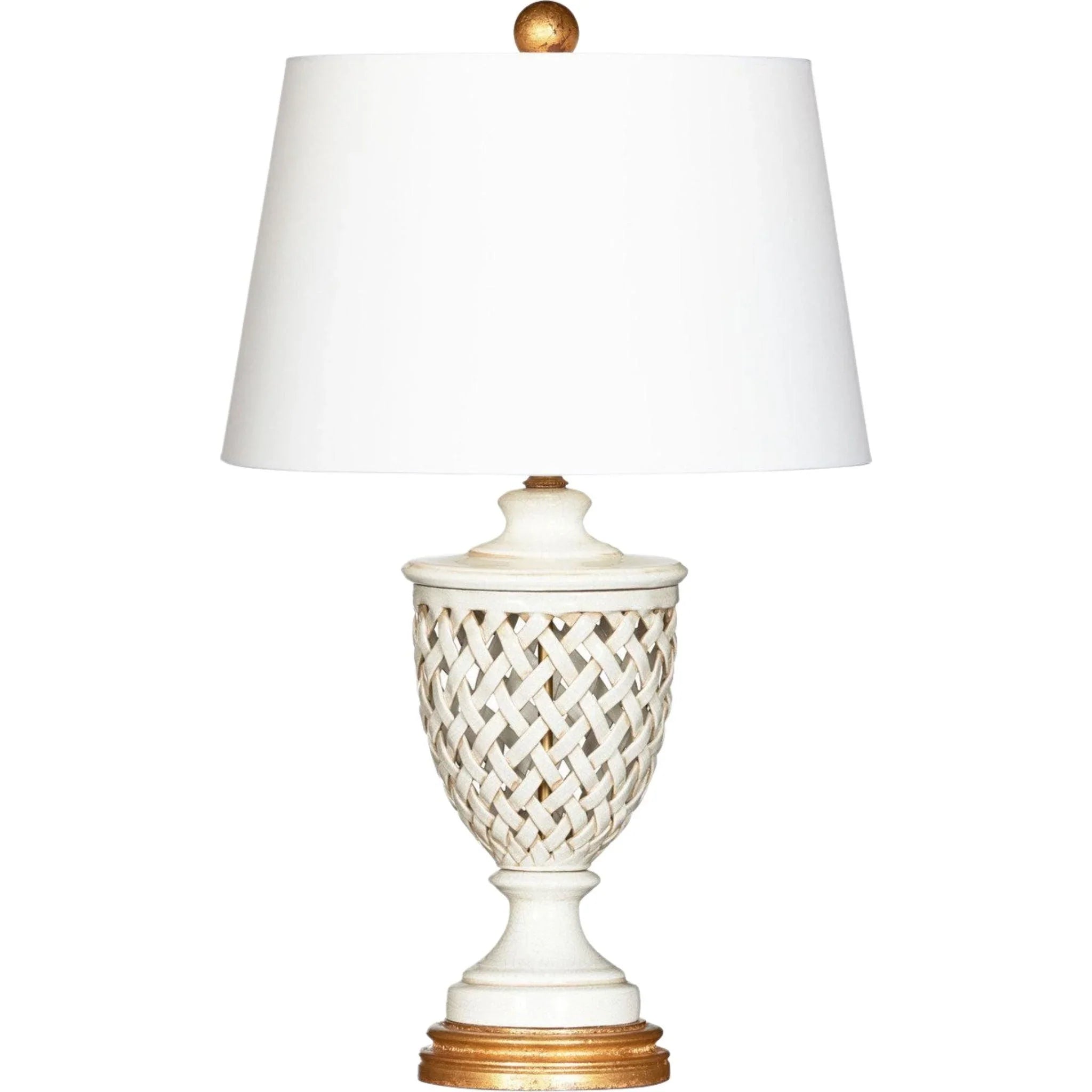 Blanc Calabria White Lattice Italian Table Lamp - Elegant Home Decor Lighting for Living Room, Bedroom & Office