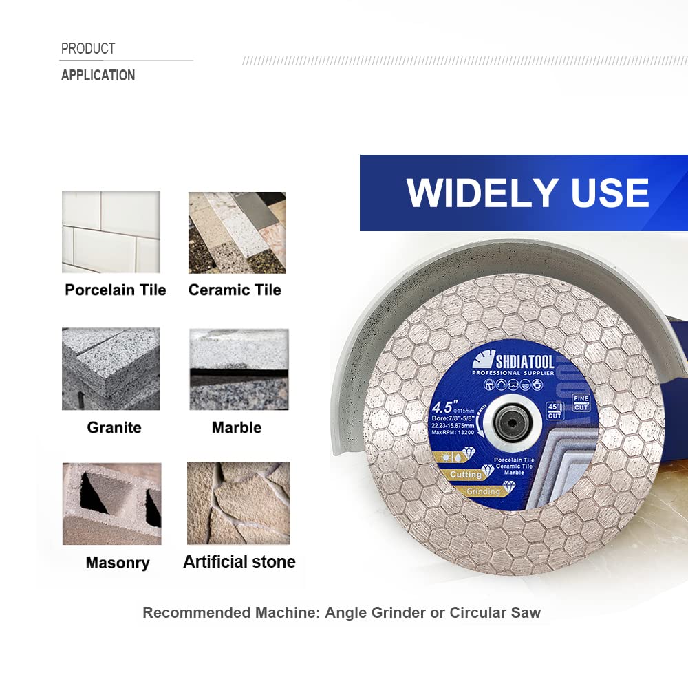 4-inch Diamond Saw Blade for Wet Cutting Tile, Ceramic, Porcelain, Granite & Marble - 105mm Angle Grinder Disc - Perfect for DIY Home Renovation, Bathroom Remodeling & Stone Fabrication