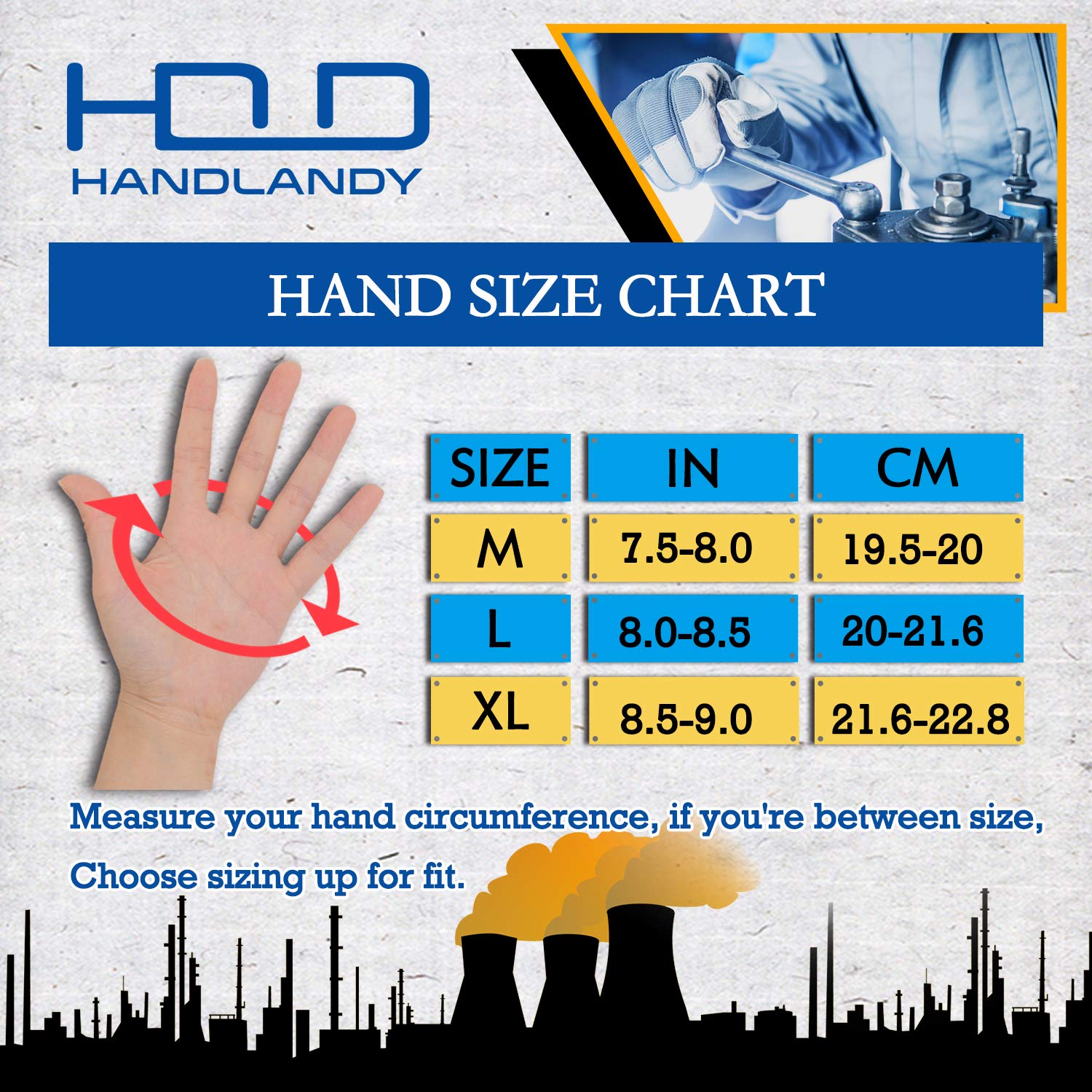 HANDLANDY Men's Utility Leather Work Gloves - Goatskin Driver Gloves for Yard Work, Gardening, Construction & Outdoor Activities