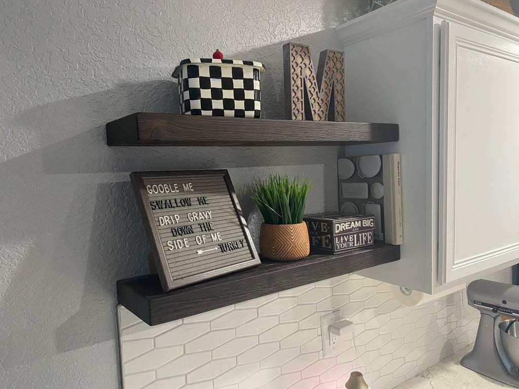 Floating Shelves for Wall - Set of 2 Natural Wood Rustic Bookshelves 36