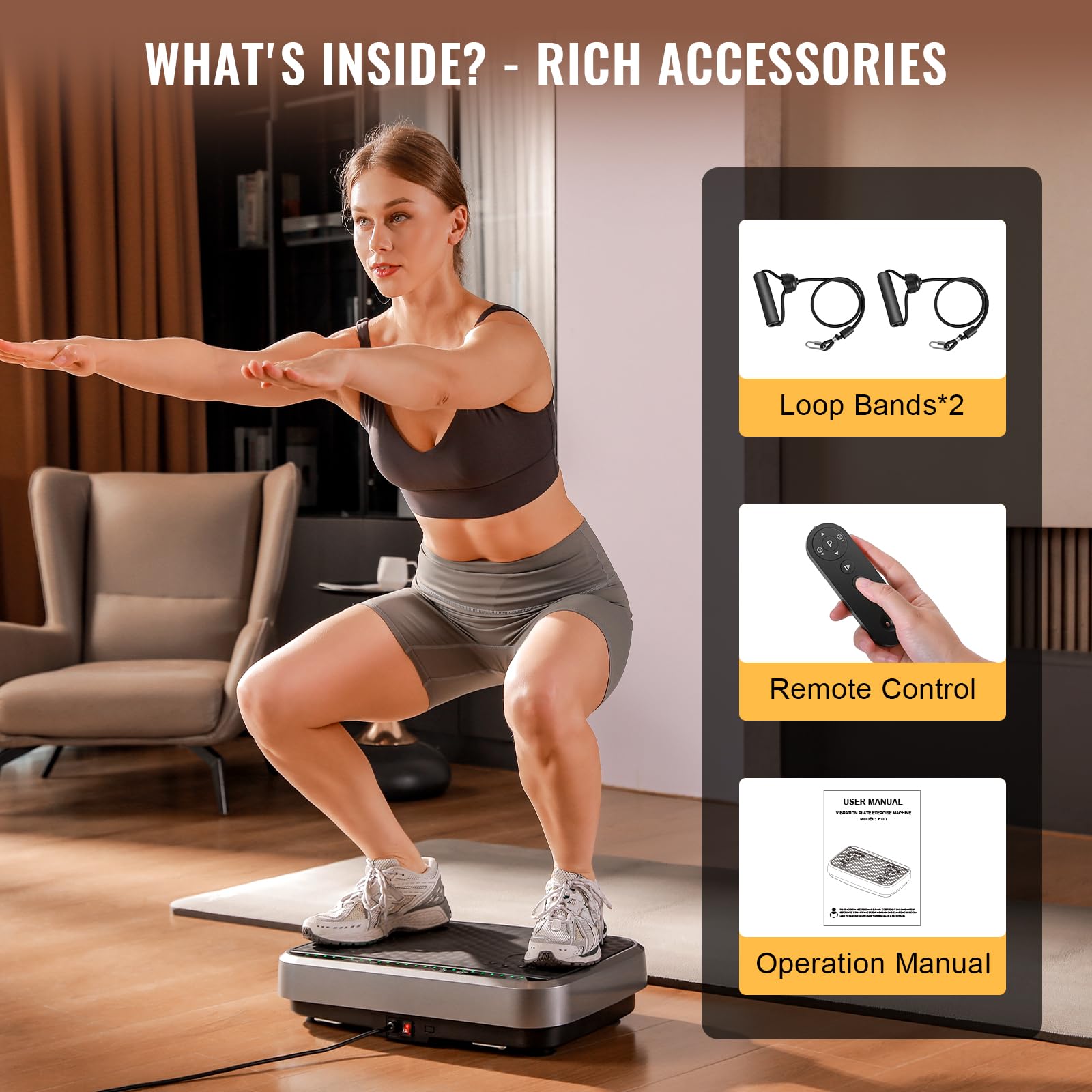 Vibration Plate Exercise Machine for Weight Loss & Body Toning - Whole Body Fitness Platform with Dynamic Workout Lights - Home Gym Equipment for Women & Men - Ideal for Lymphatic Drainage, Muscle Recovery & Home Workouts