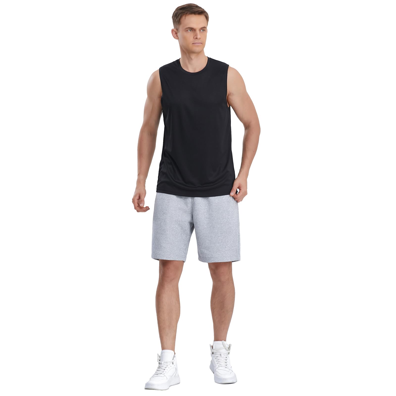 5 Pack Men's Tank Tops - Breathable Sleeveless Gym Shirts for Workout & Muscle Training - Athletic Performance Shirts for Running, Weightlifting & Summer Fitness