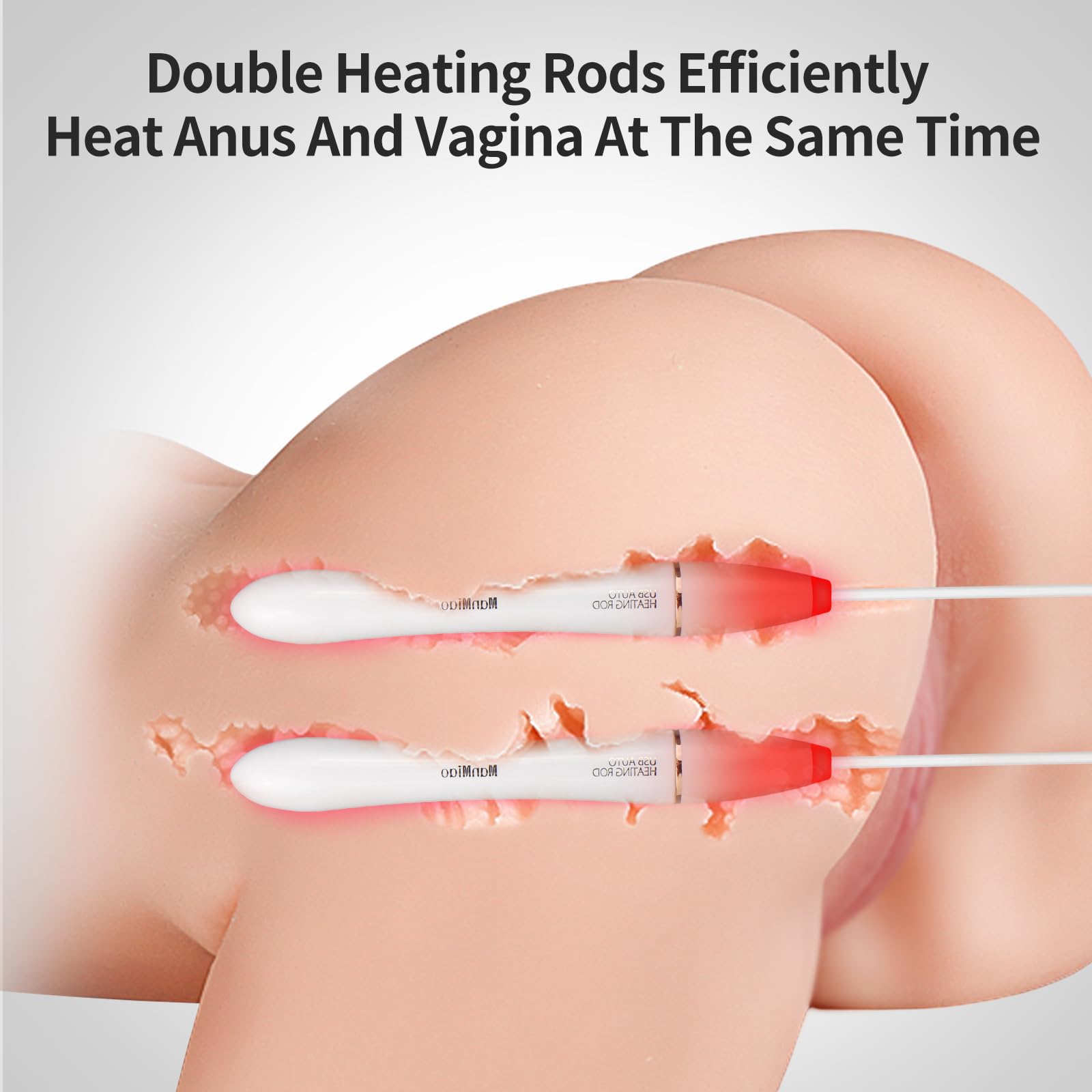 Heated Male Masturbator - Dual Pocket Pussy Warmer with Anal & Vaginal Stimulation | Adult Sex Toy for Solo Play & Couples Use