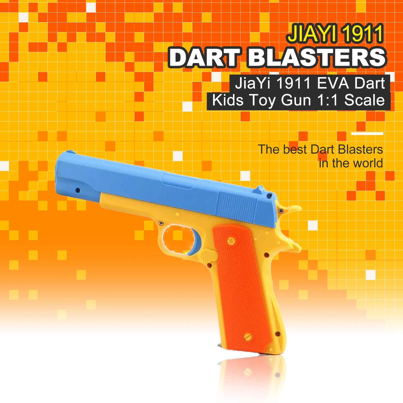JiaYi 1911 EVA Foam Dart Gun for Kids - 1:1 Scale Realistic Toy Pistol - Safe Soft Bullet Blaster for Outdoor Play, Nerf Battles & Backyard Fun