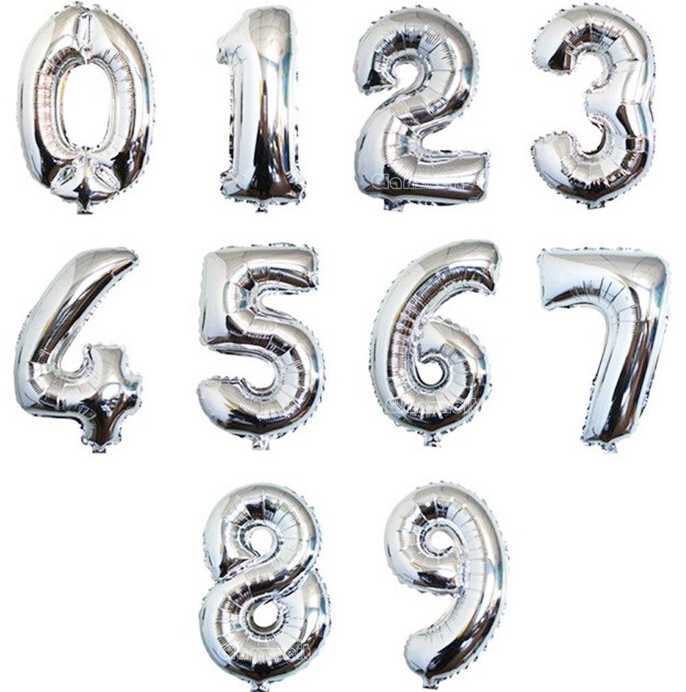 Glanzzeit 16 Inch Silver Foil Balloon Letters A-Z & Numbers 0-9 - Premium Wedding, Birthday, Graduation Party Decorations (Number 7) - Perfect for Photo Backdrops, Ceiling Decor & Event Centerpieces