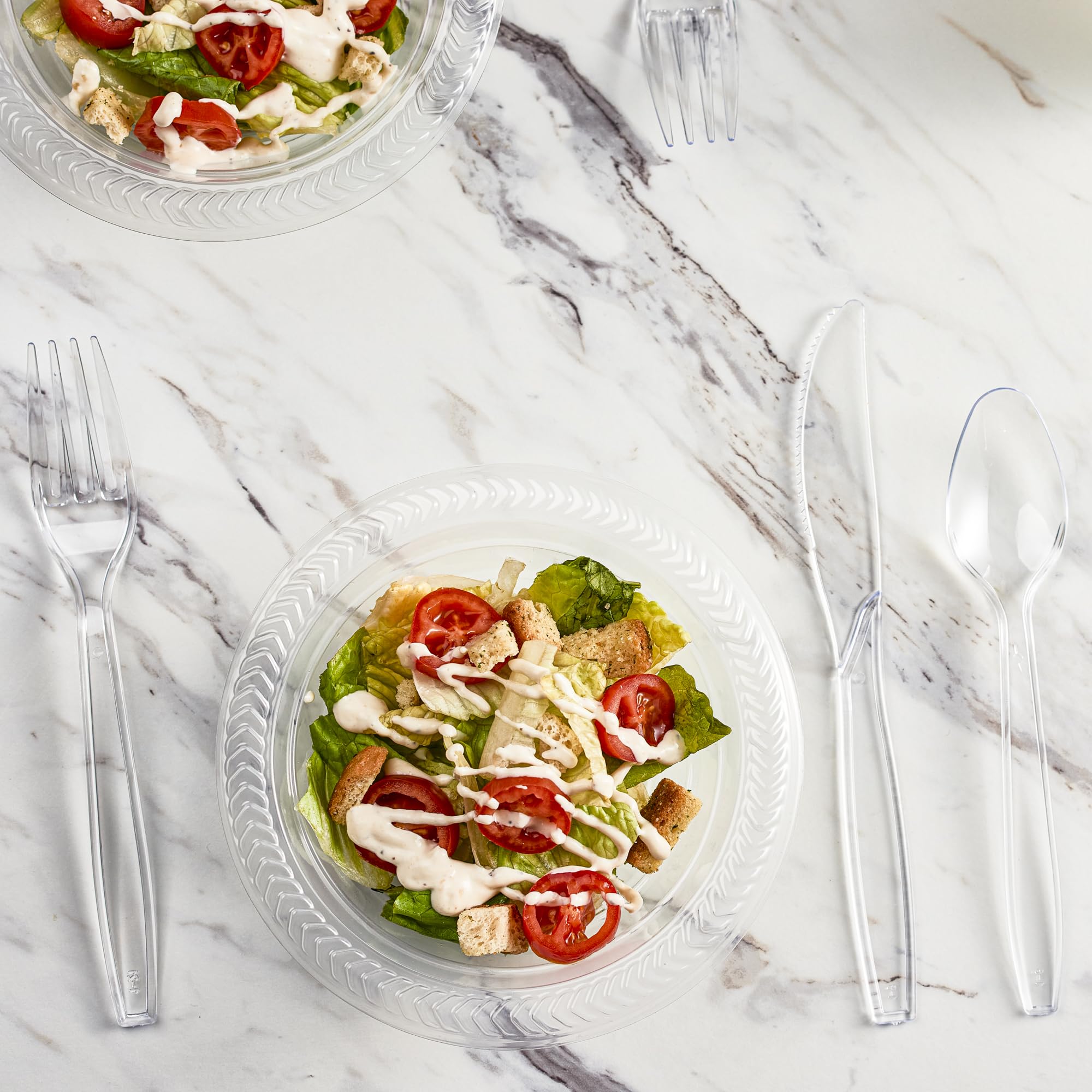 Premium Heavyweight Clear Plastic Cutlery Set - 100 Count Disposable Soup Spoons | Durable Disposable Utensils for Parties, Catering & Outdoor Events